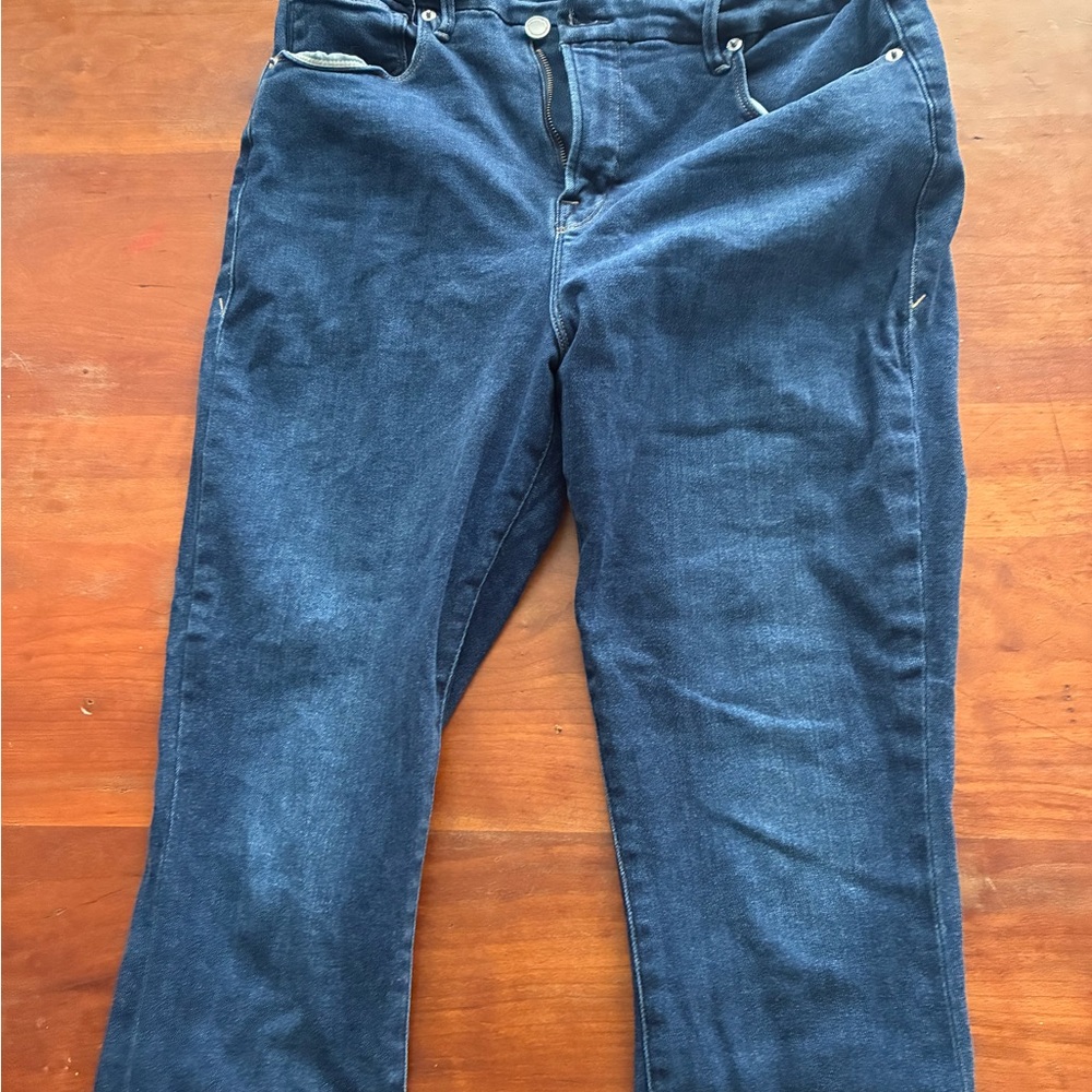 Good American Dark Blue Straight Leg Jeans
